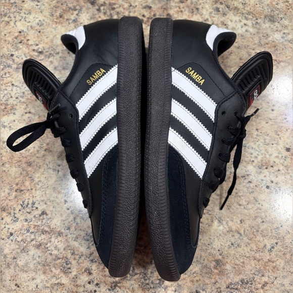 Adidas Samba Black White Sneakers Long Tongue With Red Writing Mens 6.5 - Picture 12 of 16